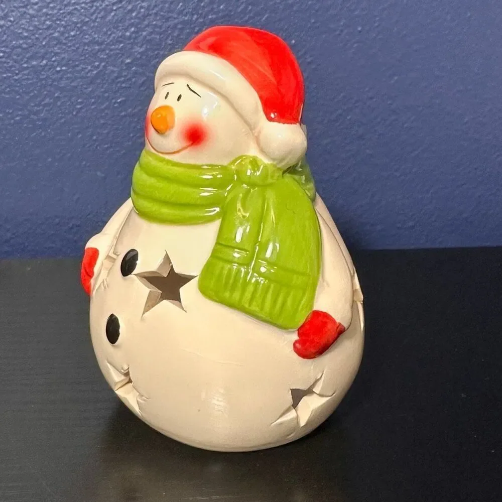 Snowman Tealight Candle Holder Holiday Decoration Christmas